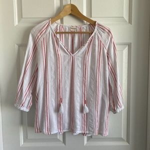 Merona Striped Blouse with Fringe Ties